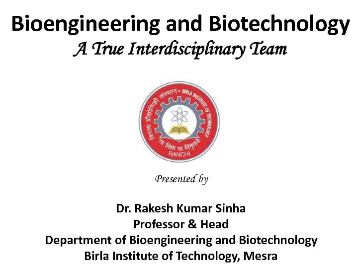 [PDF] Bioengineering and Biotechnology - BIT Mesra