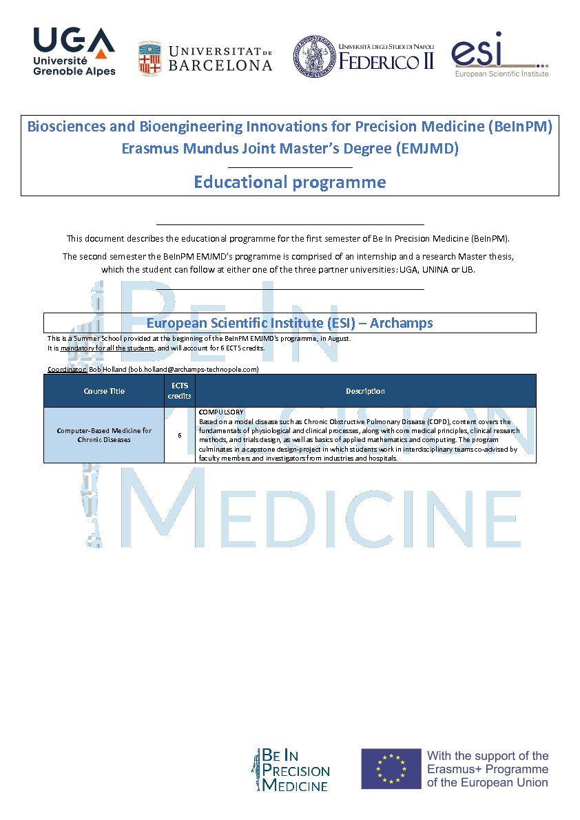[PDF] Educational programme - Be In Precision Medicine