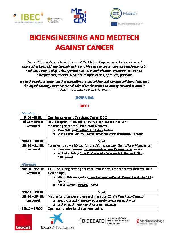 BIOENGINEERING AND MEDTECH AGAINST CANCER