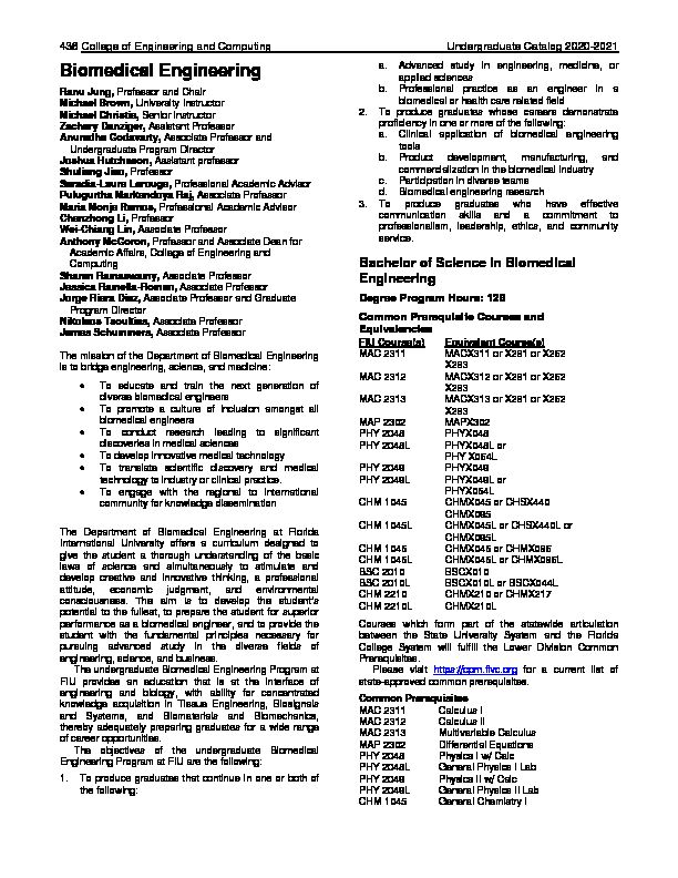 [PDF] Biomedical Engineering - FIU catalog - Florida International University