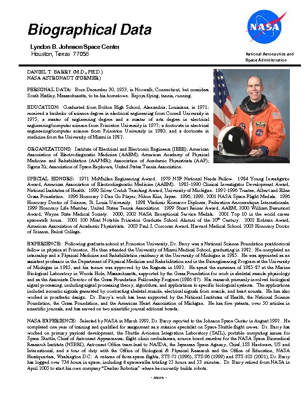 [PDF] Biographical Data - NASA