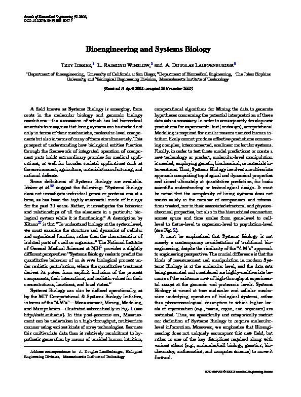 [PDF] Bioengineering and Systems Biology - IDEKER LAB