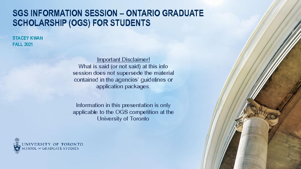 [PDF] ONTARIO GRADUATE SCHOLARSHIP (OGS) FOR STUDENTS