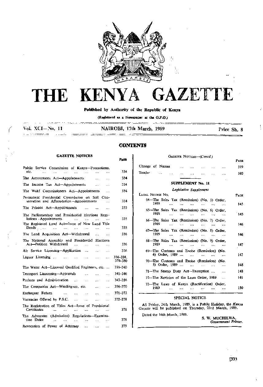 [PDF] PDF - THE KENYA GAZETTE :