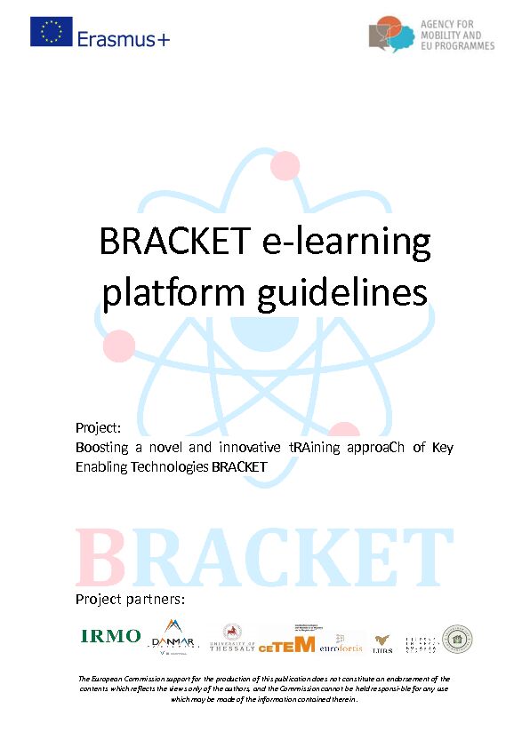 BRACKET e-learning platform guidelines
