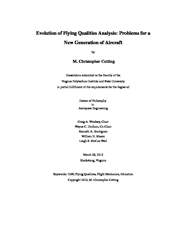 [PDF] Evolution of Flying Qualities Analysis: Problems for a New