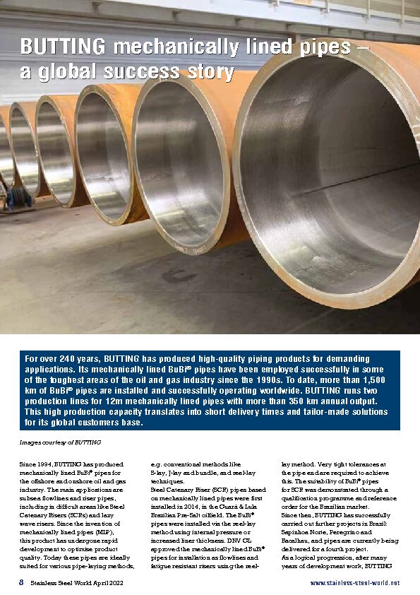 [PDF] BUTTING mechanically lined pipes – a global success story