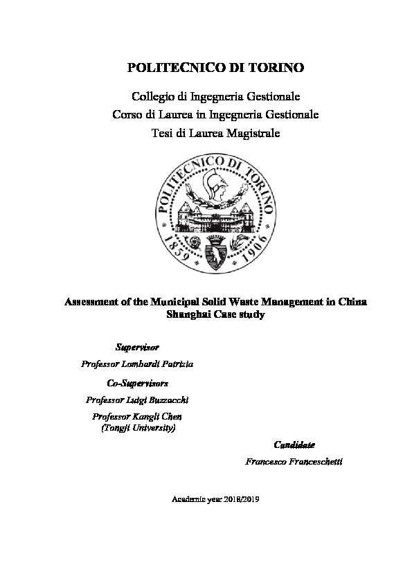 [PDF] Assessment of the Municipal Solid Waste Management in China
