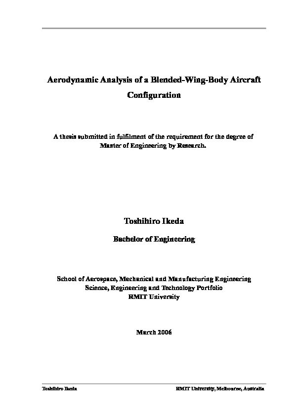 [PDF] Aerodynamic Analysis of a Blended-Wing-Body Aircraft Configuration