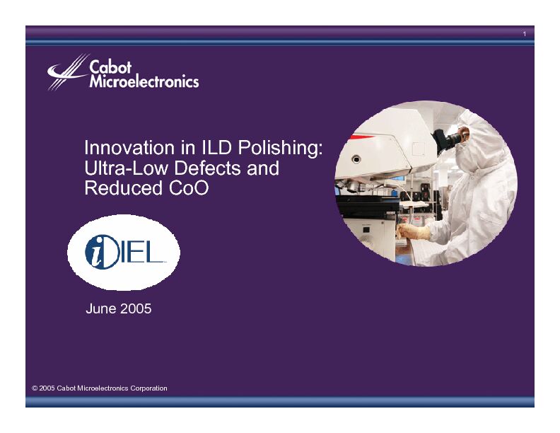 [PDF] Innovation in ILD Polishing: Ultra-Low Defects and Reduced CoO