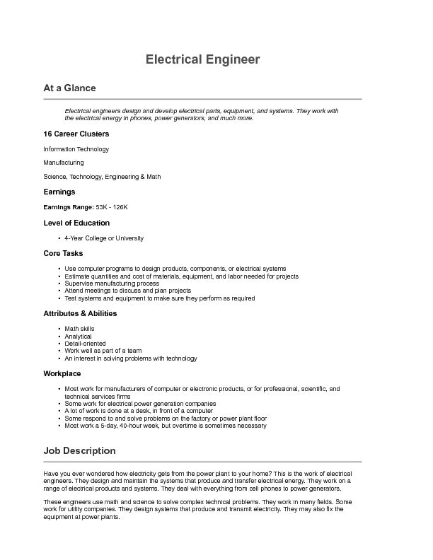 [PDF] Career Cruising - Electrical Engineer - Shawsheen Valley Technical