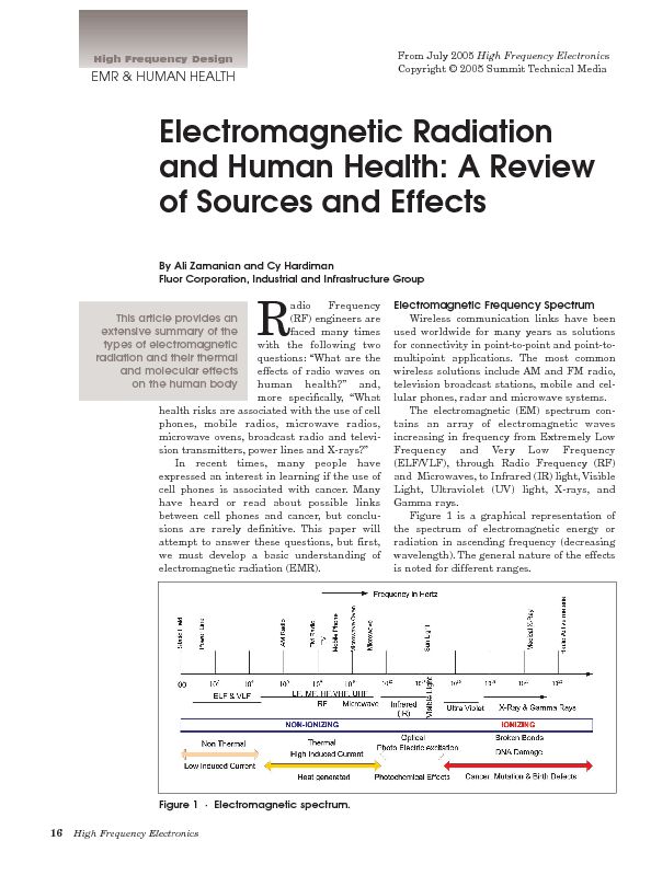 [PDF] Electromagnetic Radiation and Human Health: A Review of Sources