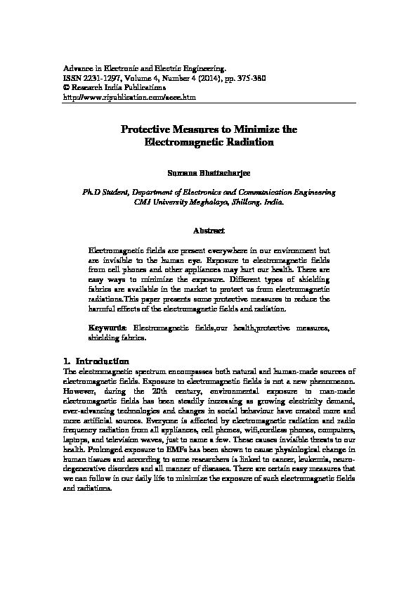 [PDF] Protective Measures to Minimize the Electromagnetic Radiation