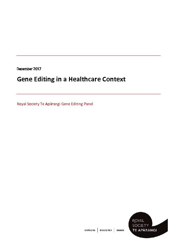 Gene Editing in a Healthcare Context - Royal Society of New Zealand