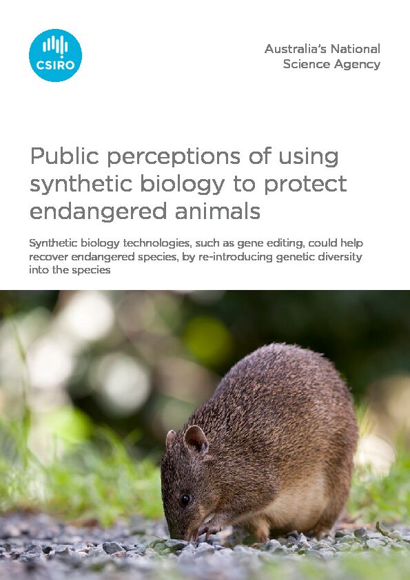 [PDF] Public perceptions of using synthetic biology to protect endangered