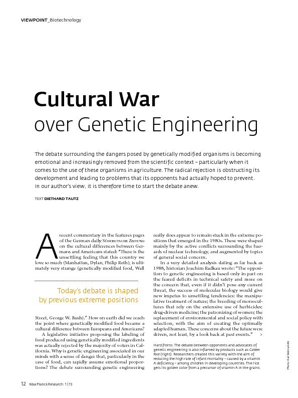 [PDF] Cultural War over Genetic Engineering - Max-Planck-Gesellschaft