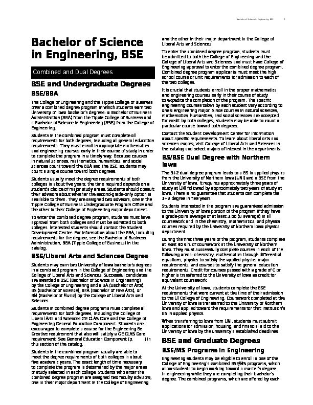 [PDF] Bachelor of Science in Engineering, BSE