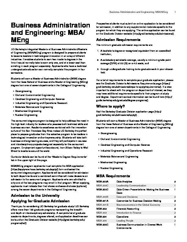 [PDF] Business Administration and Engineering: MBA/MEng