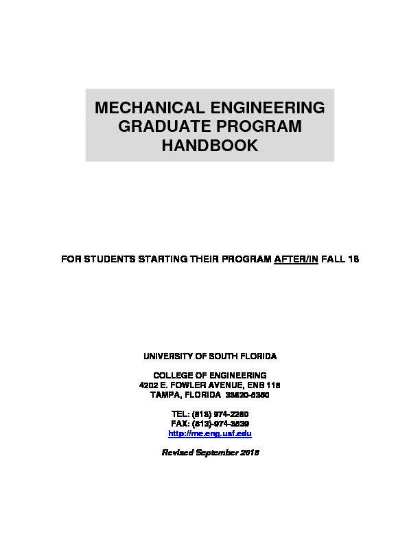[PDF] MECHANICAL ENGINEERING GRADUATE PROGRAM HANDBOOK