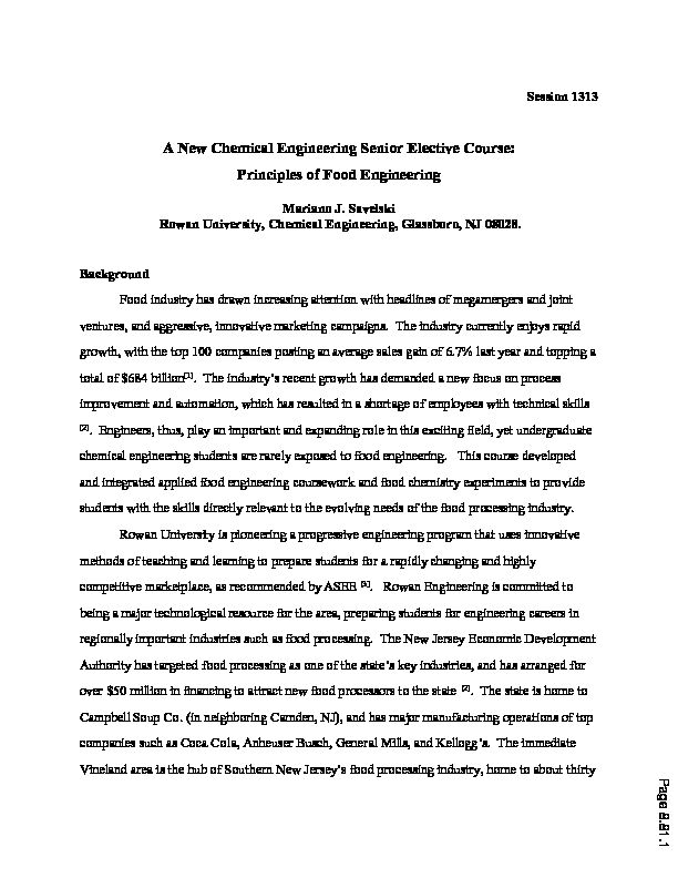 [PDF] A New Chemical Engineering Senior Elective Course - Asee peer