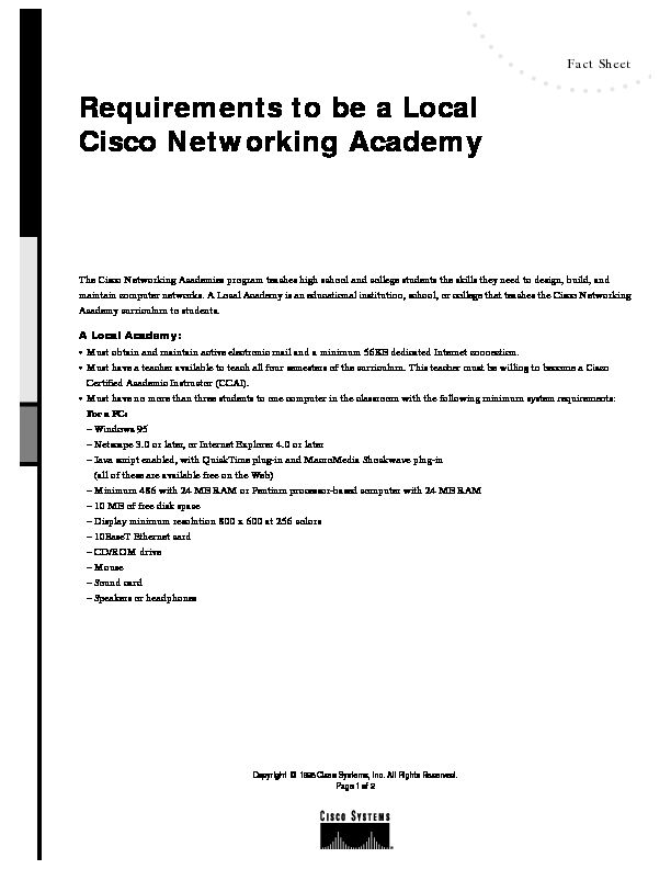 Requirements to be a Local Cisco Networking Academy