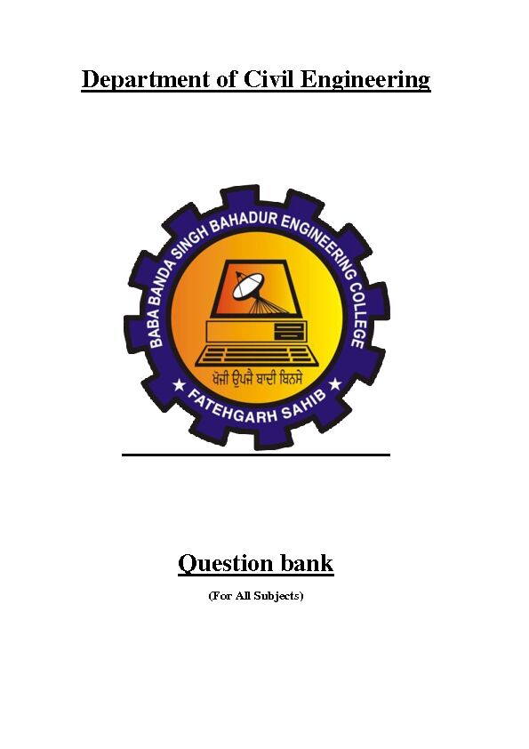 Department of Civil Engineering Question bank