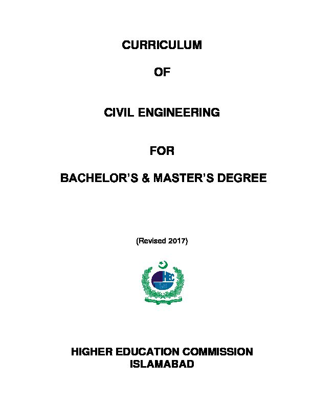 CURRICULUM OF CIVIL ENGINEERING FOR BACHELOR'S  - HEC