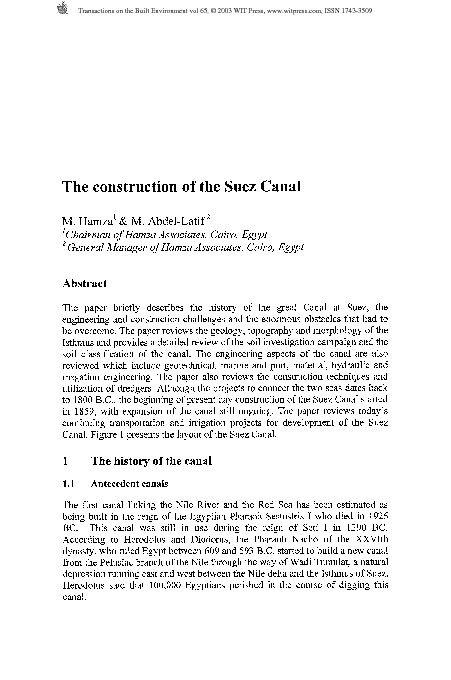 The construction of the Suez Canal - WIT Press
