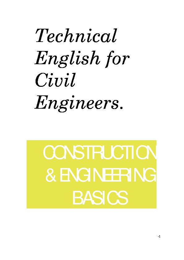 [PDF] Technical English for Civil Engineers Construction  - RUA
