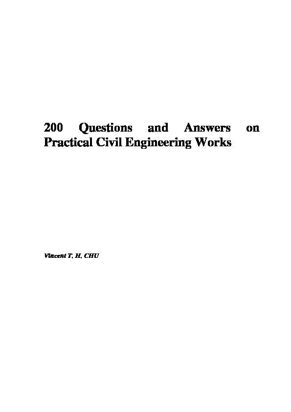 200 Questions and Answers on Practical Civil Engineering Works