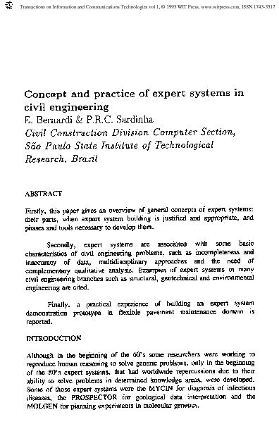 [PDF] Concept and practice of expert systems in civil engineering E Bernard