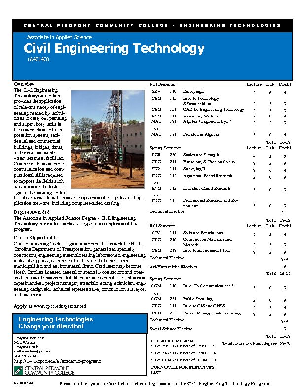 Civil Engineering Technology - Central Piedmont Community College