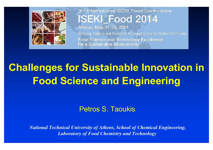[PDF] Challenges for Sustainable Innovation in Food Science and