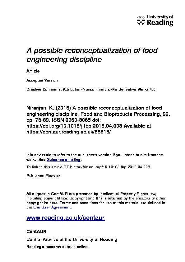 [PDF] A possible reconceptualization of food engineering discipline