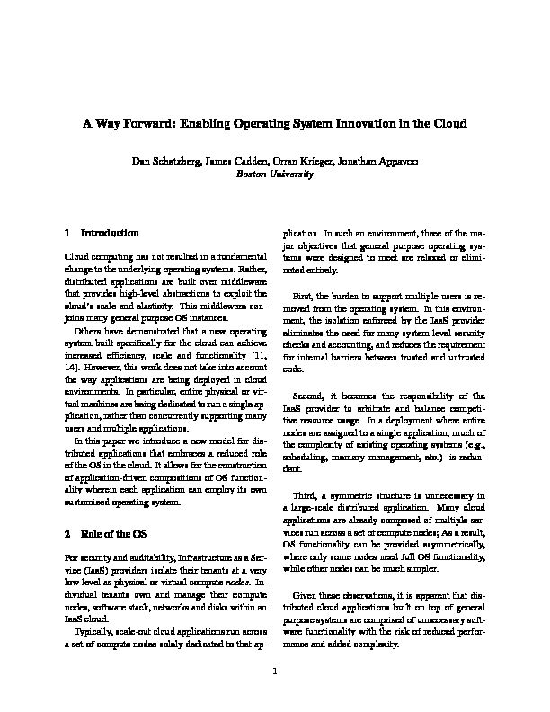 [PDF] Enabling Operating System Innovation in the Cloud - USENIX