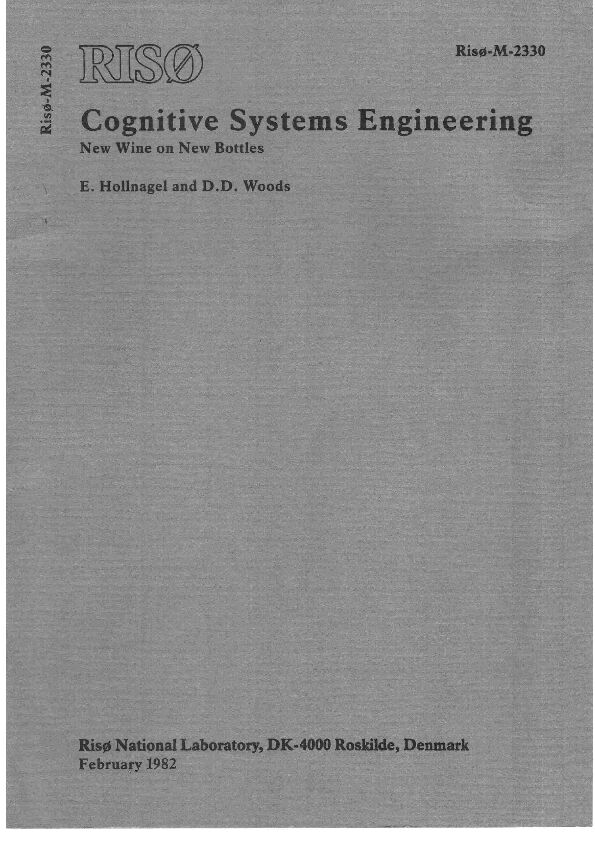 [PDF] Cognitive Systems Engineering - Erik Hollnagel