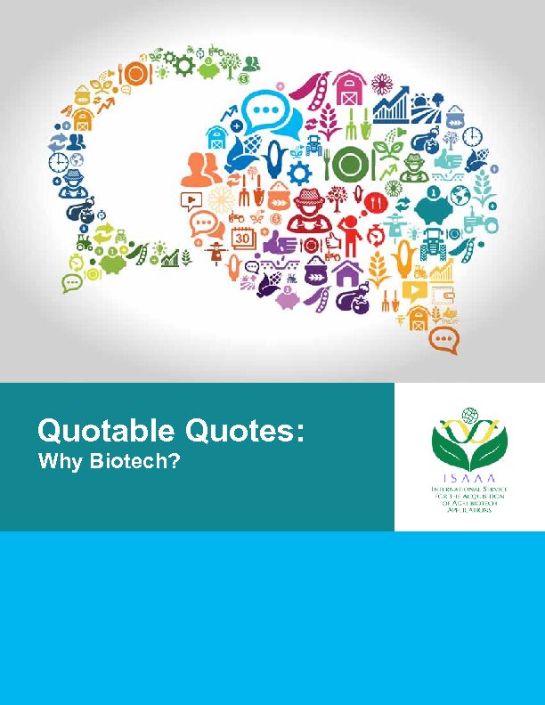 [PDF] Quotable Quotes: Why Biotech? - isaaa