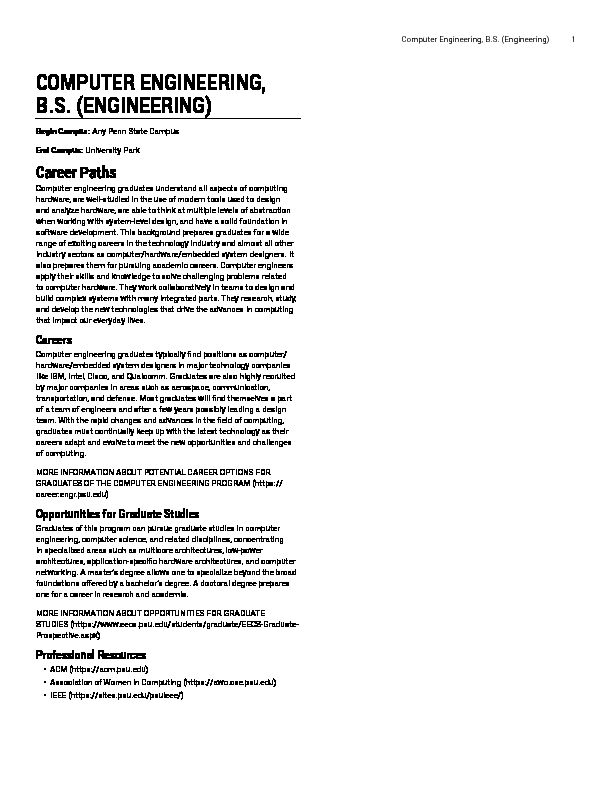 [PDF] Career Paths  Computer Engineering, BS (Engineering)