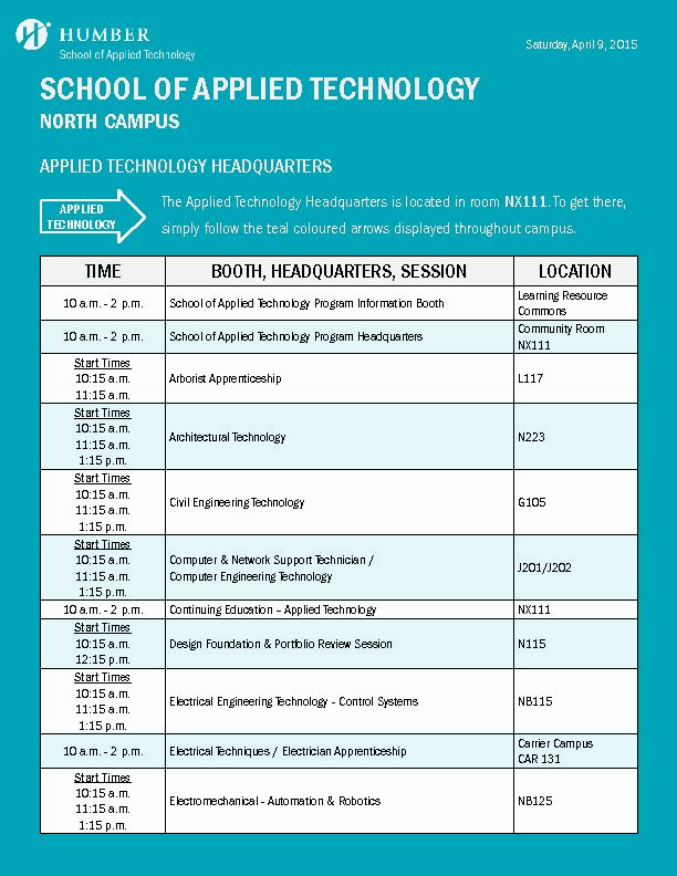 [PDF] school of applied technology - north campus - Humber College