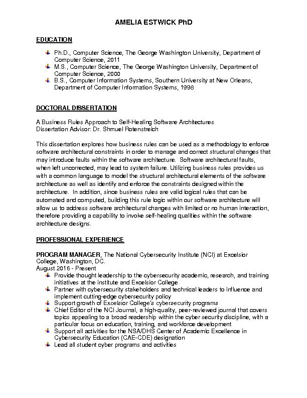 [PDF] AMELIA ESTWICK PhD - Excelsior College