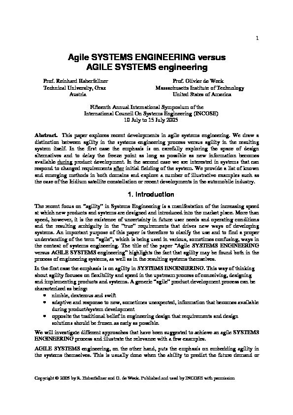 [PDF] Agile SYSTEMS ENGINEERING versus AGILE SYSTEMS engineering
