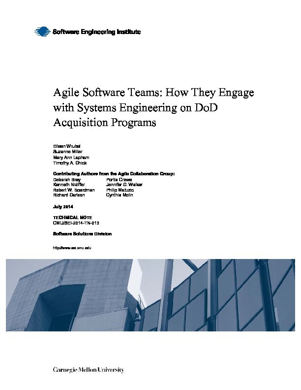 [PDF] Agile Software Teams: How They Engage with Systems Engineering