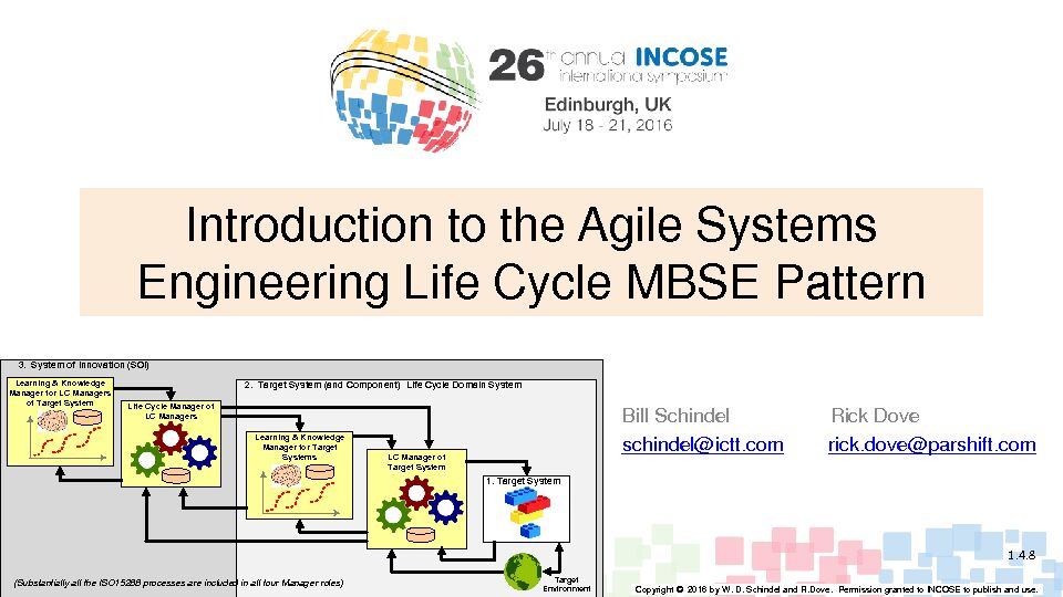 [PDF] Introduction to the Agile Systems Engineering Life Cycle MBSE Pattern