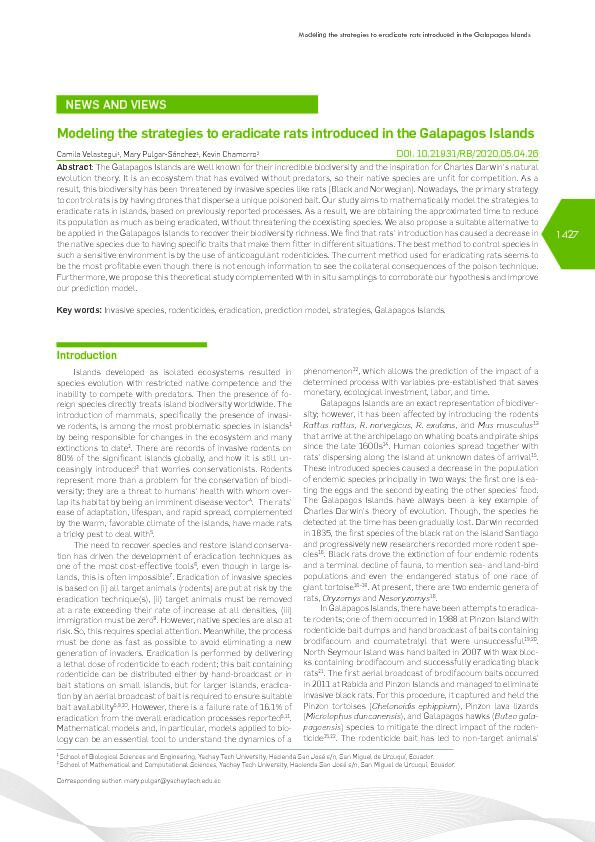 [PDF] Modeling the strategies to eradicate rats  - Revista Bionatura