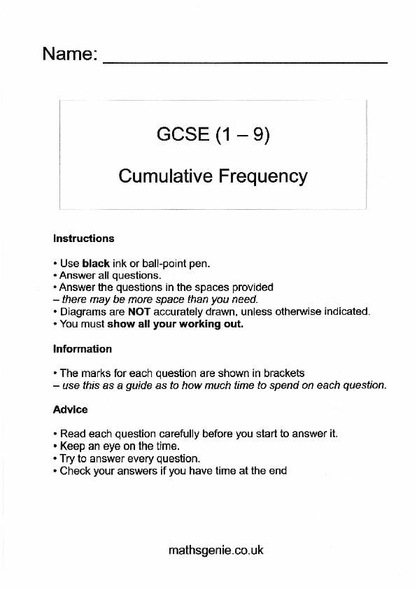 [PDF] Cumulative Frequency - Maths Genie