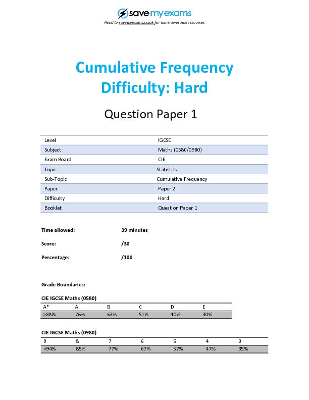 [PDF] Cumulative Frequency Difficulty: Hard