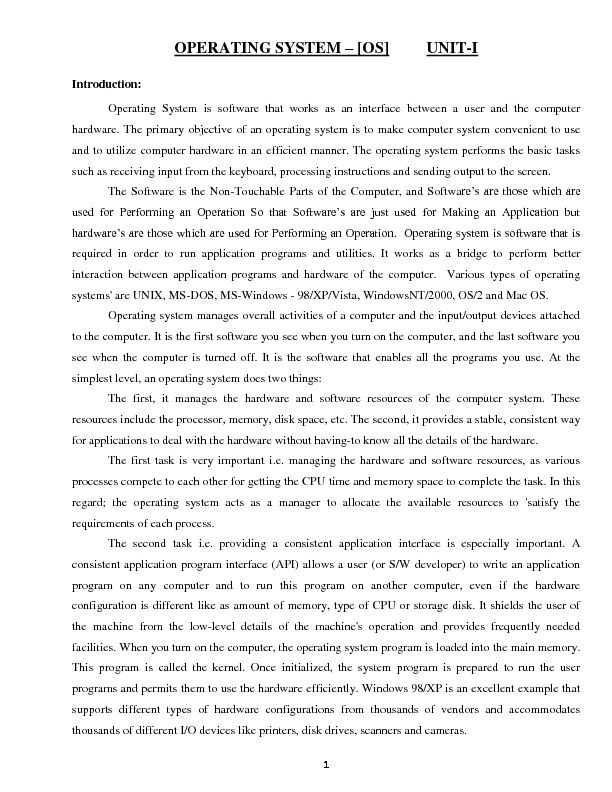[PDF] OPERATING SYSTEM – [OS] UNIT-I - Annamalai University