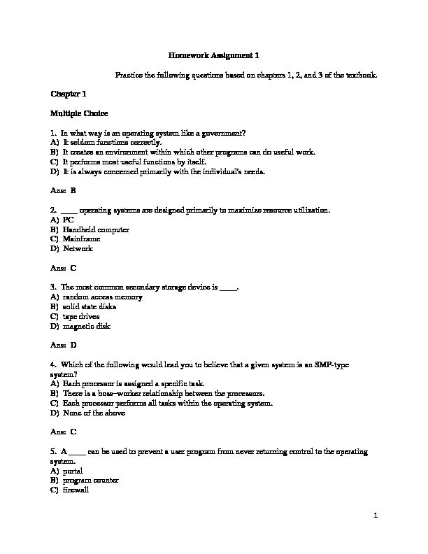 [PDF] Homework Assignment 1 Practice the following questions based on