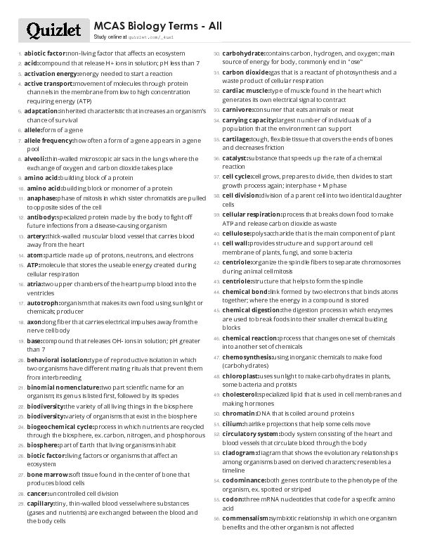 [PDF] Print › MCAS Biology Terms - All  Quizlet - Norwell Public Schools