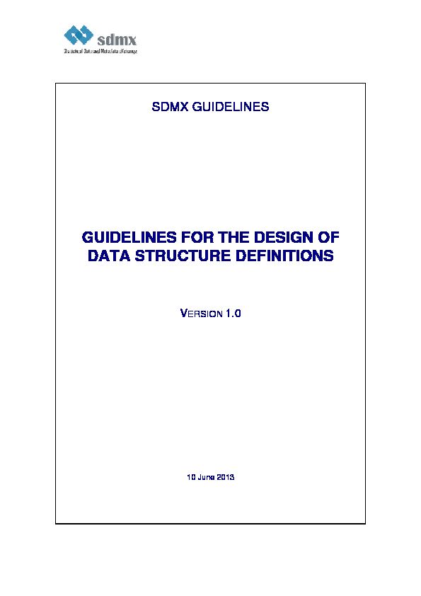 [PDF] GUIDELINES FOR THE DESIGN OF DATA STRUCTURE  - SDMX